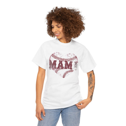 MAMA Baseball heart Unisex Heavy Cotton Tee