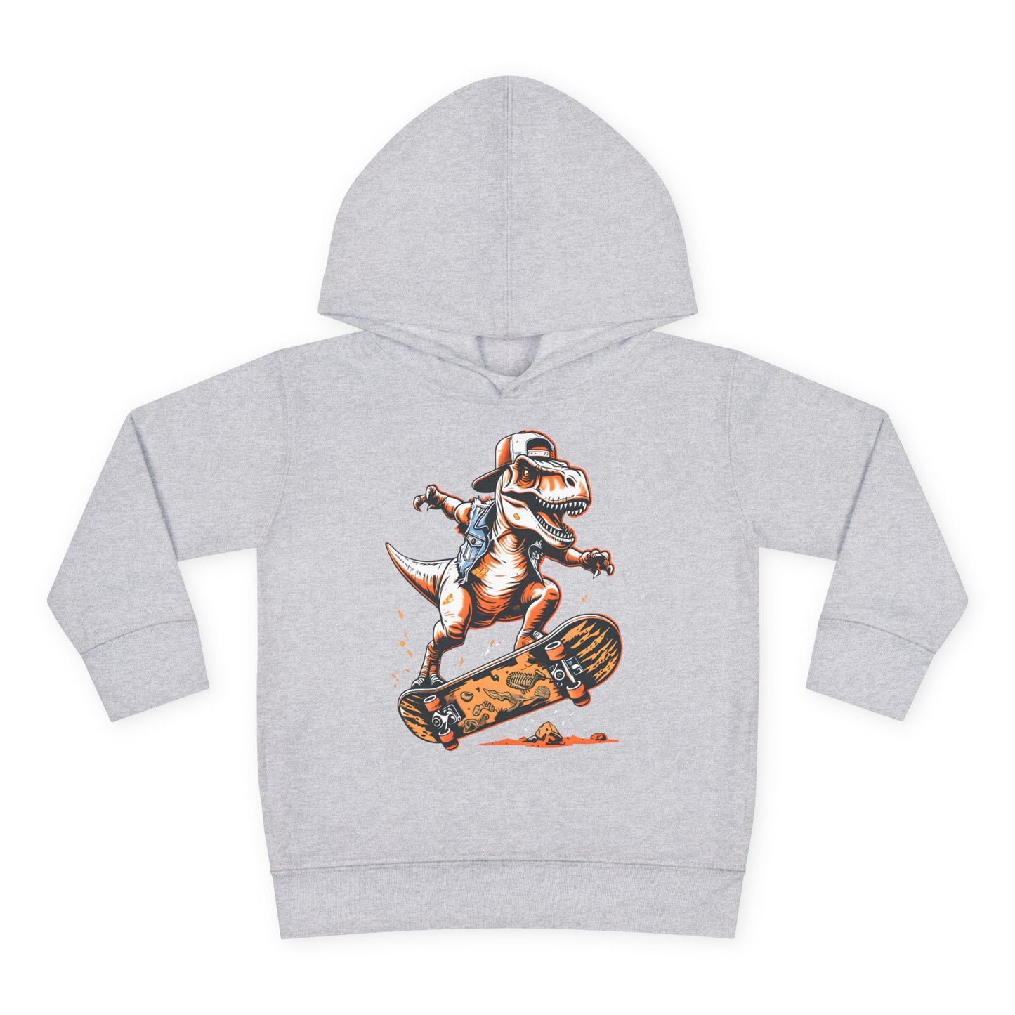 Skateboarding Dino Toddler Fleece Hoodie - Fun and Comfy Kids Apparel