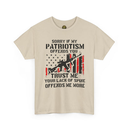 Patriotic Unisex Heavy Cotton Tee - 'Sorry If My Patriotism Offends You' Statement Tee