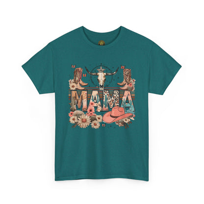 Bohemian Mama Unisex Heavy Cotton Tee - Western Style Floral Graphic T-Shirt