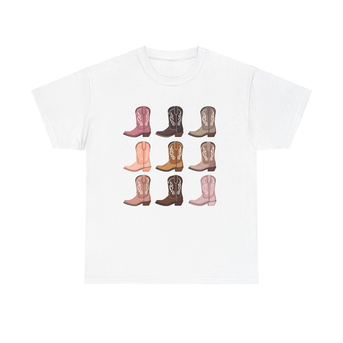 Cowboy Boots Unisex Heavy Cotton Tee - Western Style Graphic T-Shirt