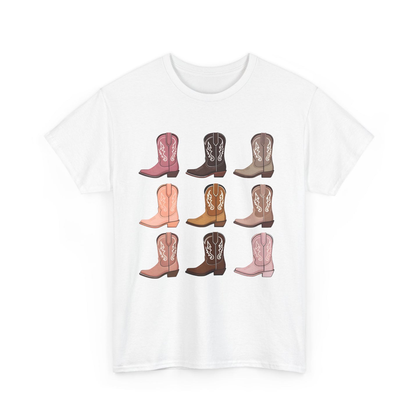 Cowboy Boots Unisex Heavy Cotton Tee - Western Style Graphic T-Shirt