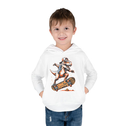 Skateboarding Dino Toddler Fleece Hoodie - Fun and Comfy Kids Apparel