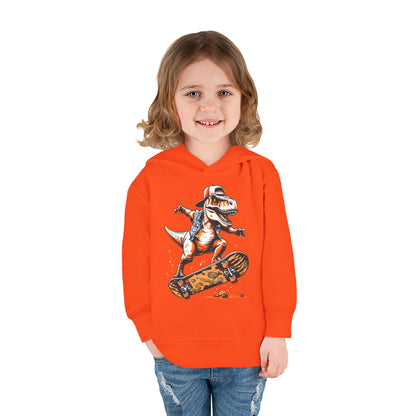 Skateboarding Dino Toddler Fleece Hoodie - Fun and Comfy Kids Apparel