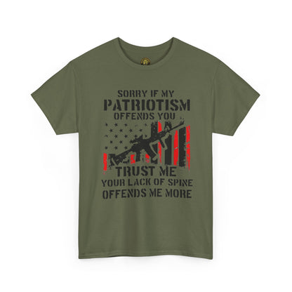 Patriotic Unisex Heavy Cotton Tee - 'Sorry If My Patriotism Offends You' Statement Tee