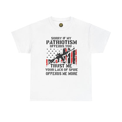 Patriotic Unisex Heavy Cotton Tee - 'Sorry If My Patriotism Offends You' Statement Tee