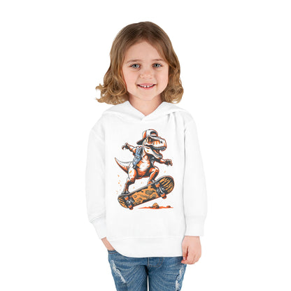 Skateboarding Dino Toddler Fleece Hoodie - Fun and Comfy Kids Apparel