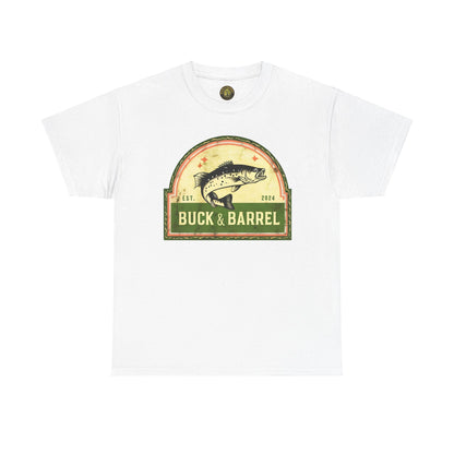 Buck & Barrel Unisex Heavy Cotton Tee - Vintage Fishing Graphic T-Shirt for Outdoor Enthusiasts