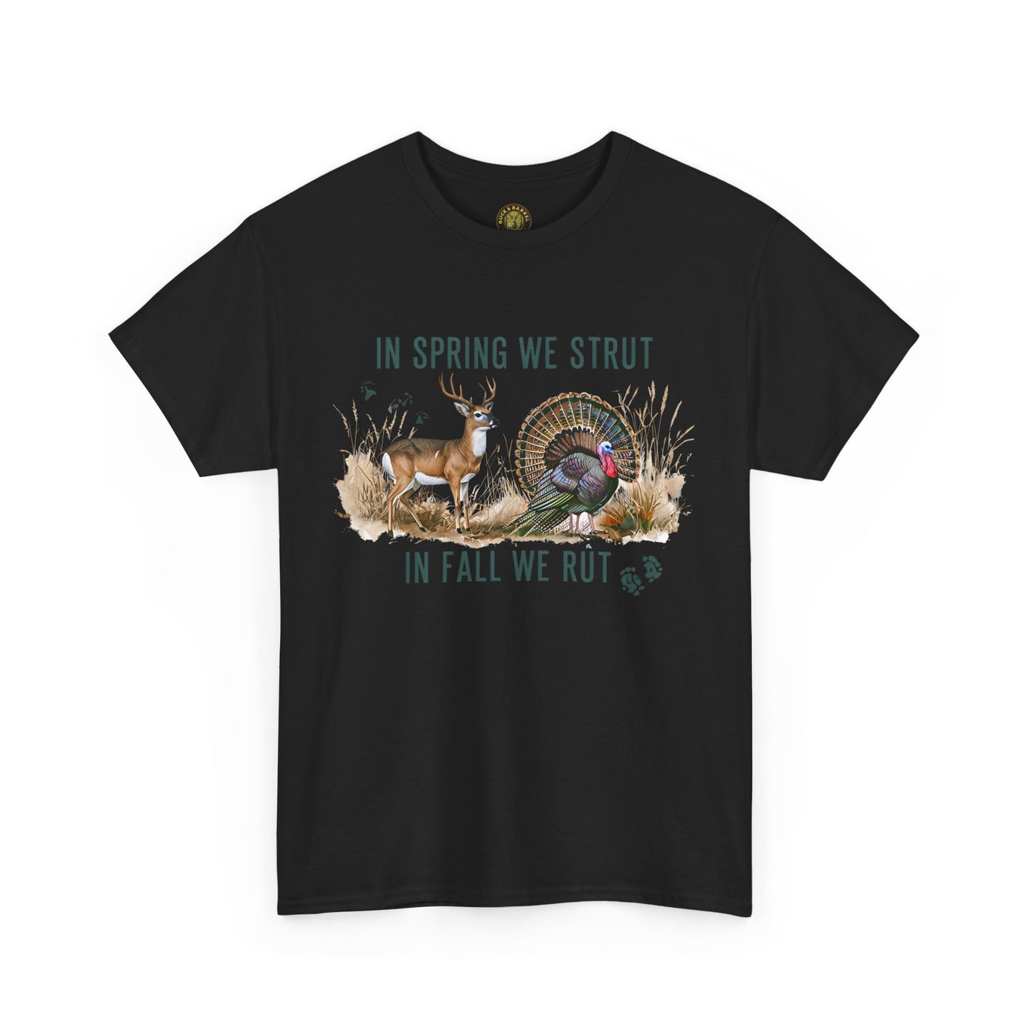 Unisex Heavy Cotton Tee - "In Spring We Strut, In Fall We Rut" Nature Graphic Tee