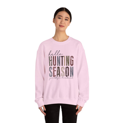 Hello Hunting Season Sweatshirt - Funny Unisex Crewneck for Outdoor Enthusiasts