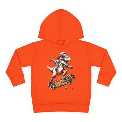 Skateboarding Dino Toddler Fleece Hoodie - Fun and Comfy Kids Apparel