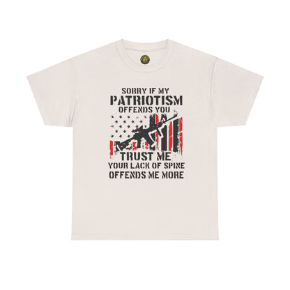 Patriotic Unisex Heavy Cotton Tee - 'Sorry If My Patriotism Offends You' Statement Tee