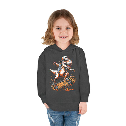 Skateboarding Dino Toddler Fleece Hoodie - Fun and Comfy Kids Apparel