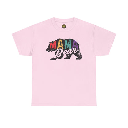 Mama Bear Unisex Heavy Cotton Tee - Colorful Graphic Tee for Moms