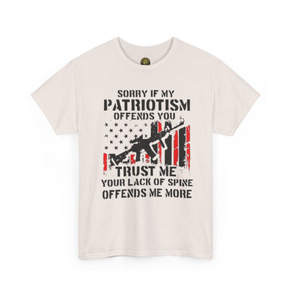 Patriotic Unisex Heavy Cotton Tee - 'Sorry If My Patriotism Offends You' Statement Tee