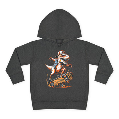 Skateboarding Dino Toddler Fleece Hoodie - Fun and Comfy Kids Apparel