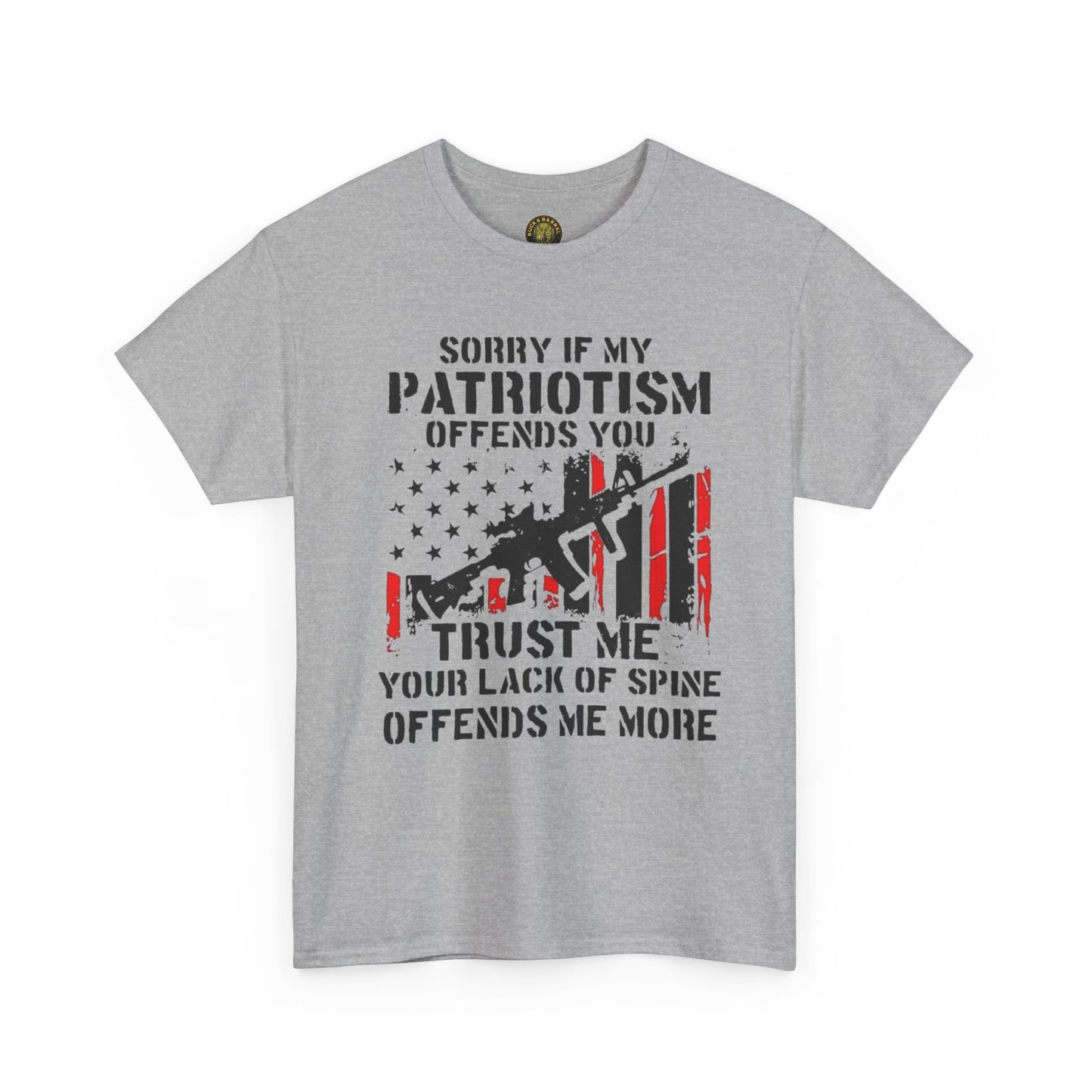 Patriotic Unisex Heavy Cotton Tee - 'Sorry If My Patriotism Offends You' Statement Tee