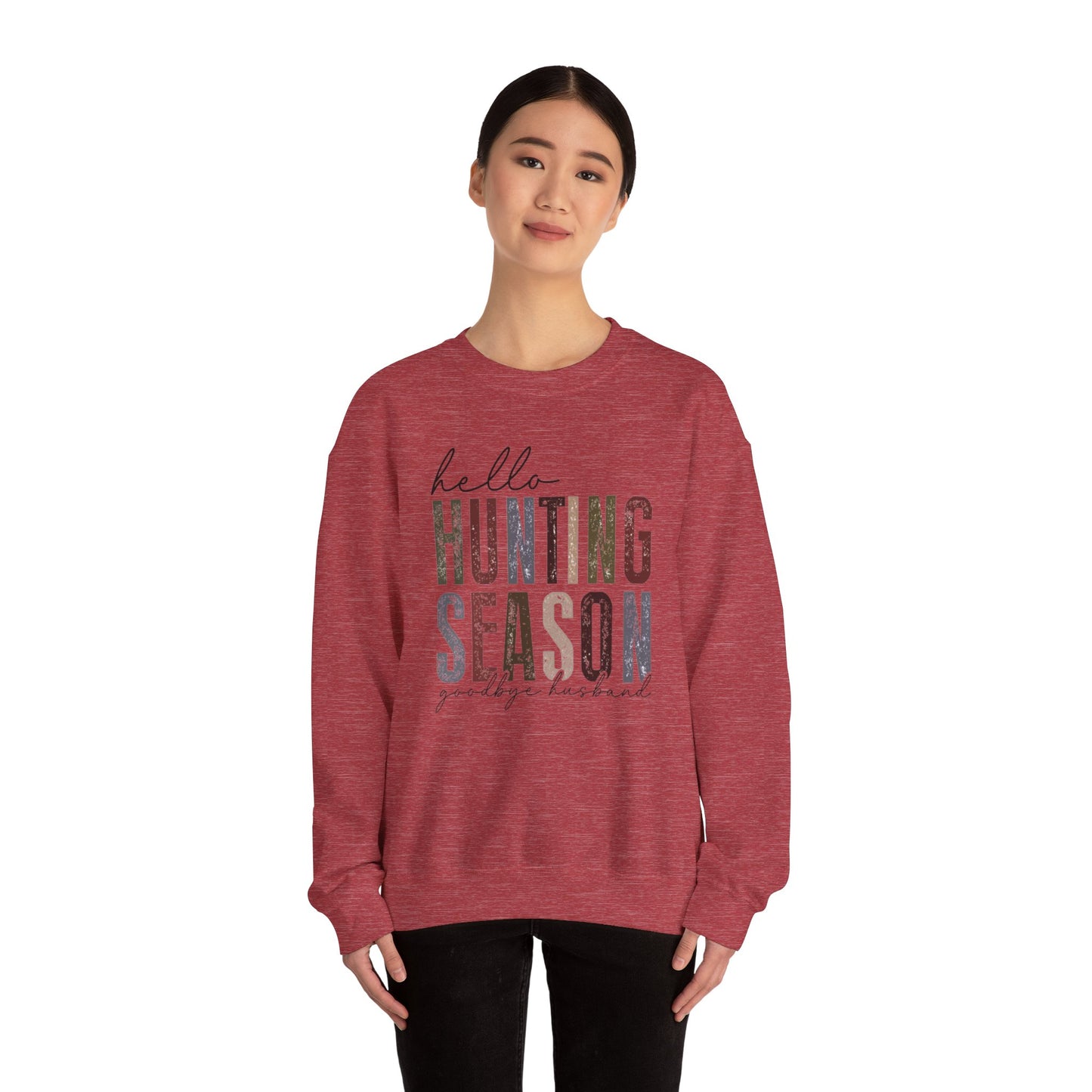 Hello Hunting Season Sweatshirt - Funny Unisex Crewneck for Outdoor Enthusiasts