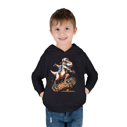 Skateboarding Dino Toddler Fleece Hoodie - Fun and Comfy Kids Apparel