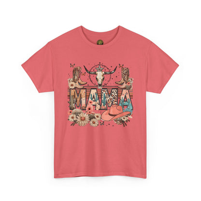 Bohemian Mama Unisex Heavy Cotton Tee - Western Style Floral Graphic T-Shirt