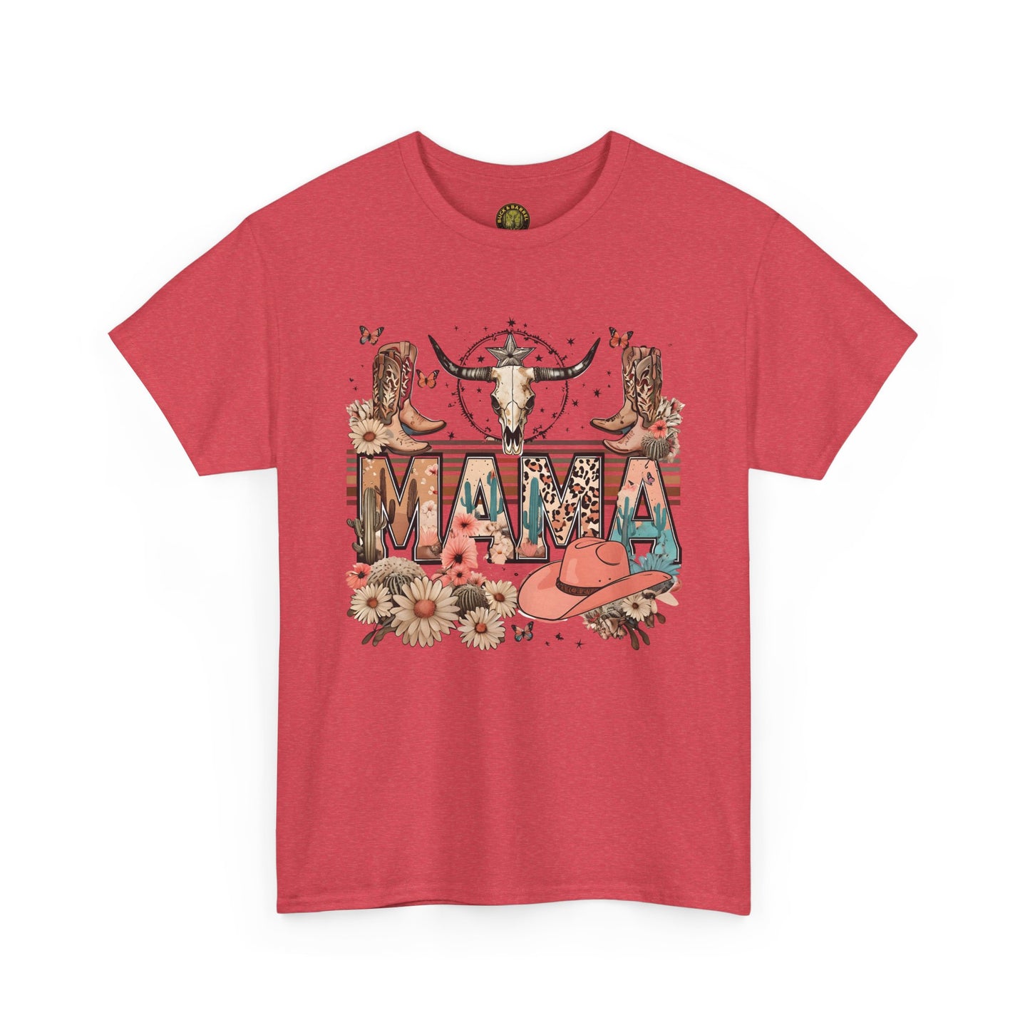 Bohemian Mama Unisex Heavy Cotton Tee - Western Style Floral Graphic T-Shirt