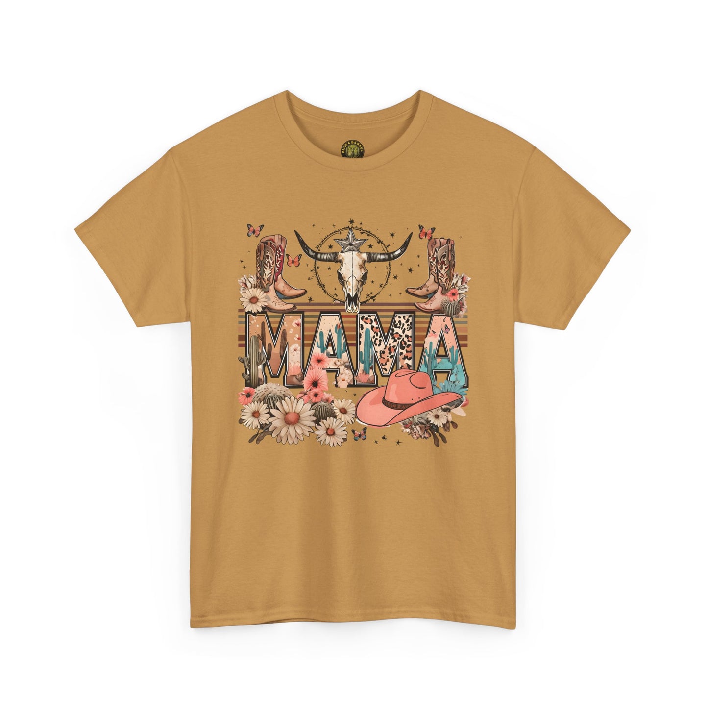 Bohemian Mama Unisex Heavy Cotton Tee - Western Style Floral Graphic T-Shirt