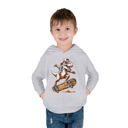 Skateboarding Dino Toddler Fleece Hoodie - Fun and Comfy Kids Apparel