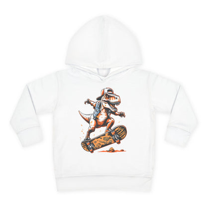 Skateboarding Dino Toddler Fleece Hoodie - Fun and Comfy Kids Apparel